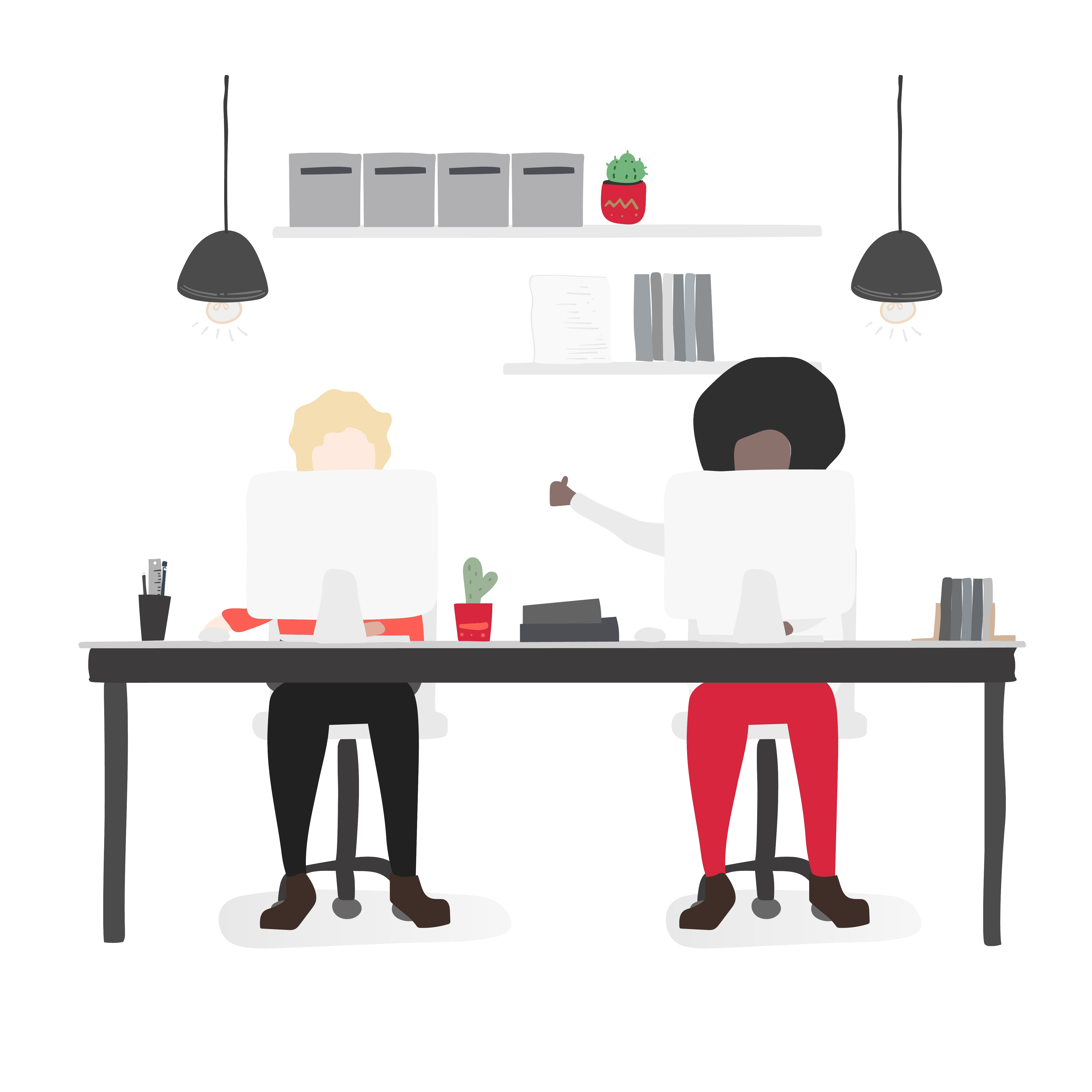 illustration of two men working at an office desk